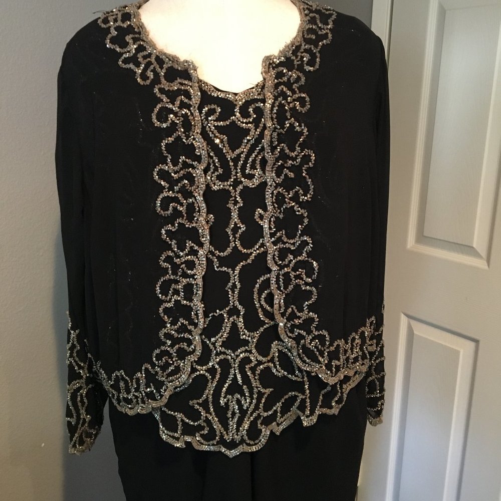 Vintage beaded dress and matching coverlet-1X